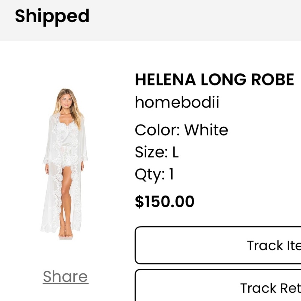 Homebodii White Long Robe & Cami PJ set